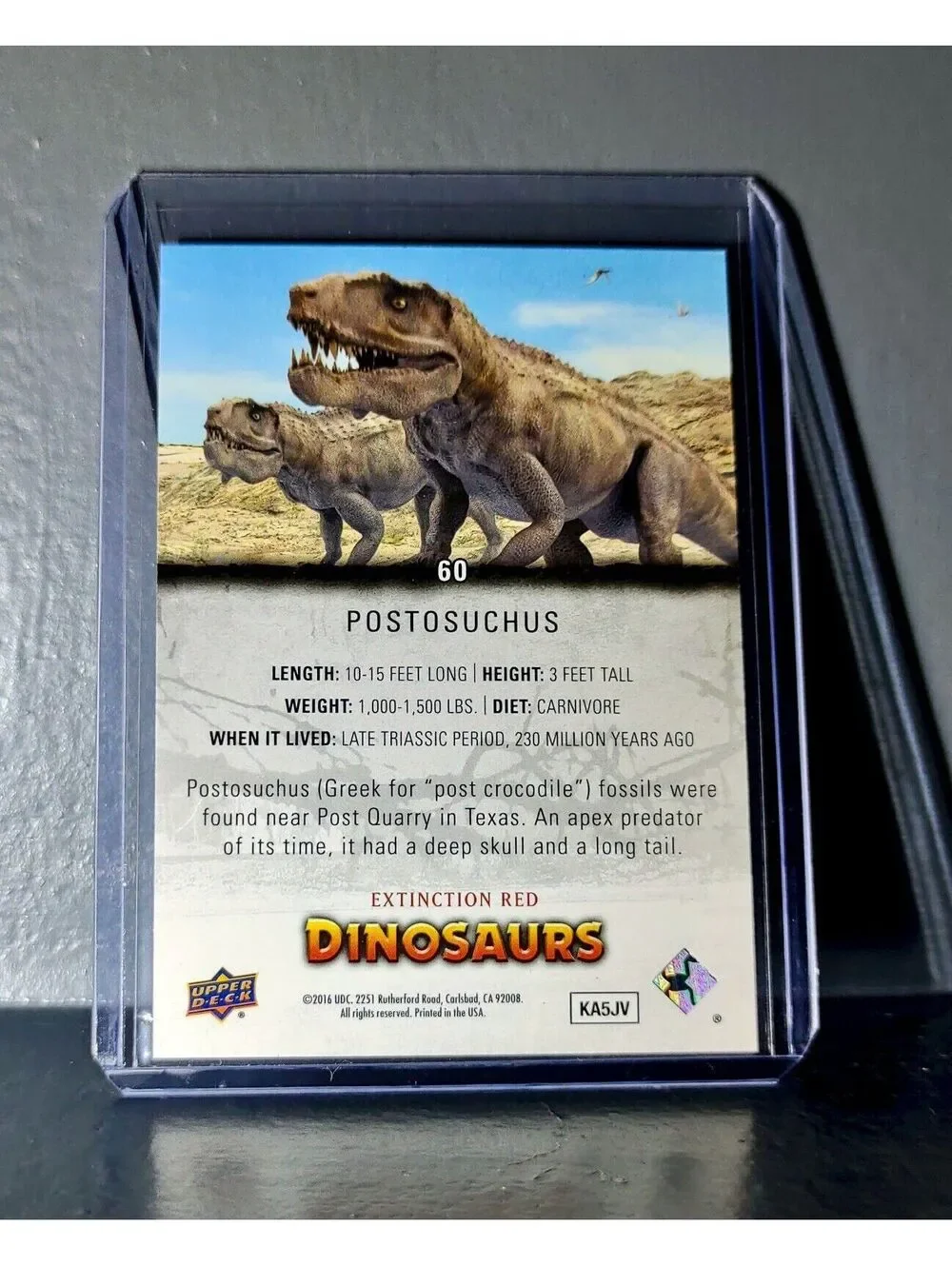 2015 Upper Deck Dinosaurs Postosuchus Extinction Red Parallel #60 Card